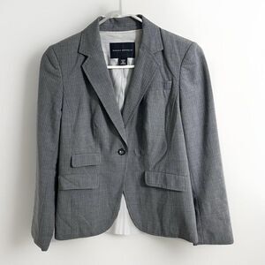 Banana Republic Gray Pinstripe Blazer jacket women size 2P classic 92% wool
